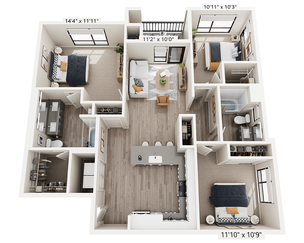 Three Bedroom C2A floor plan