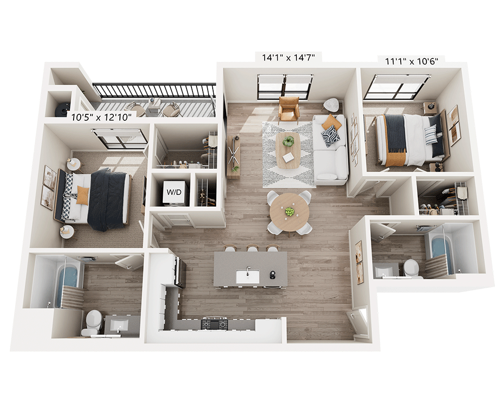 Two Bedroom B2A floor plan